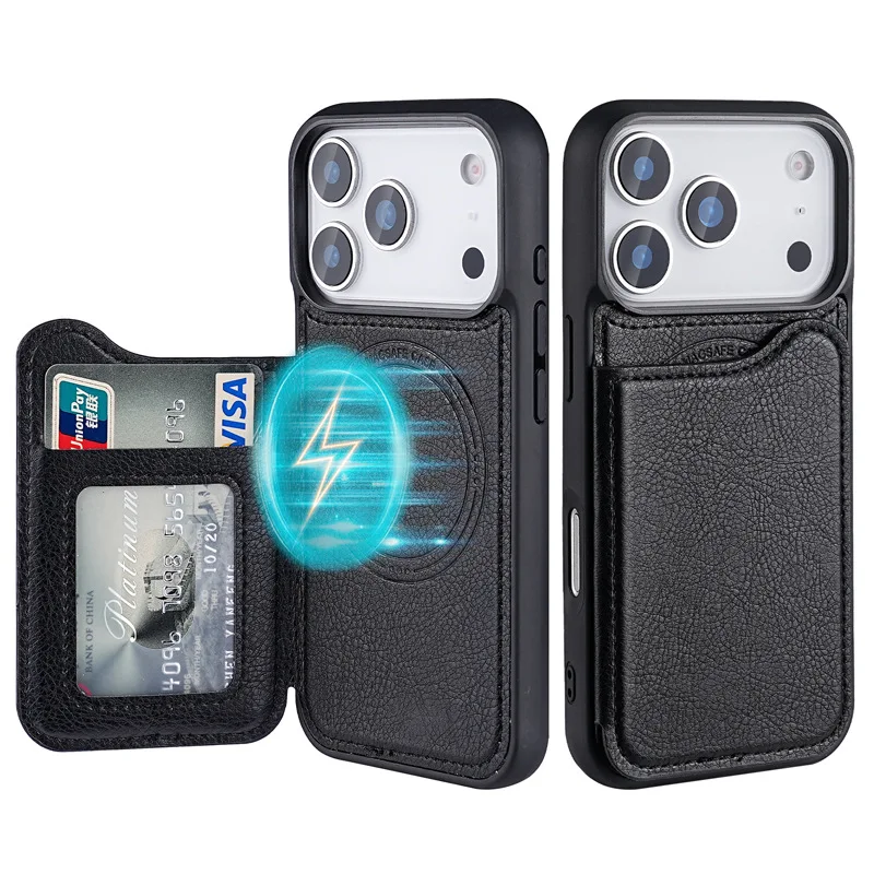 Leather Wallet Card Holder Phone Cover - Capa de Telefone com Porta-Cartões e