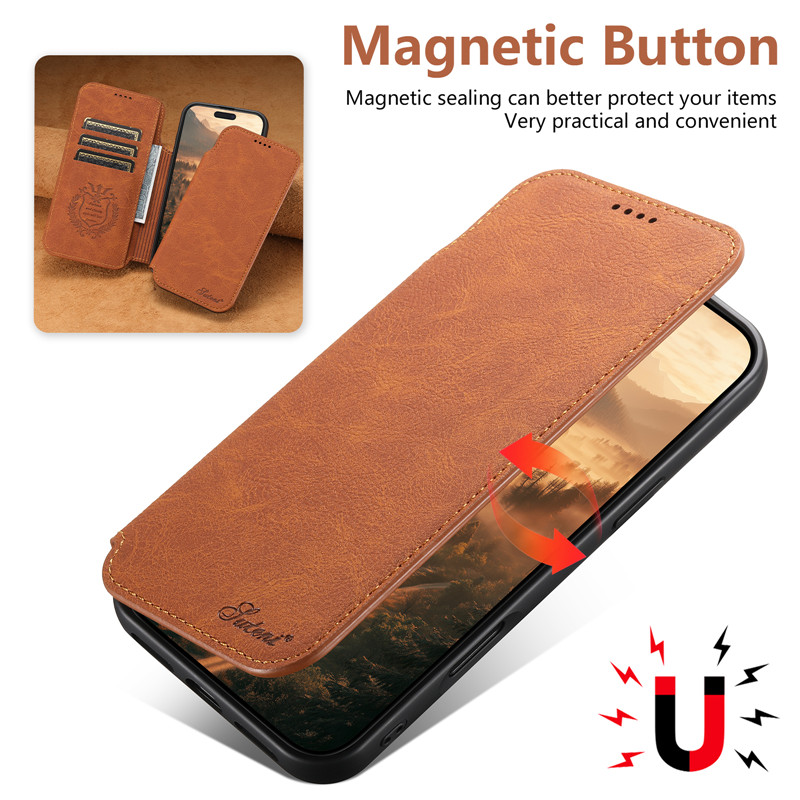 Carteira de couro retrô flip f - Leather Wallet Card Holder Phone Cover avaliação e preço