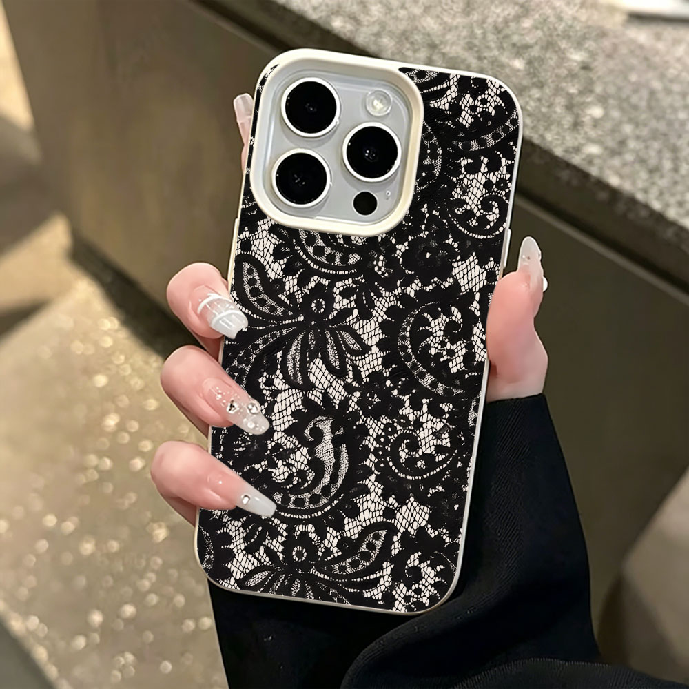 Capa de Celular Preta Vintage  - Vintage Floral Pattern Soft Case avaliação e preço