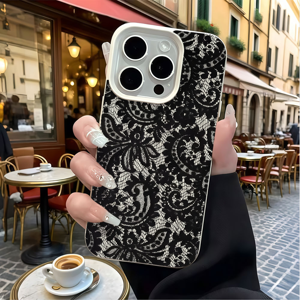 Capa de Celular Preta Vintage  - Vintage Floral Pattern Soft Case avaliação e preço