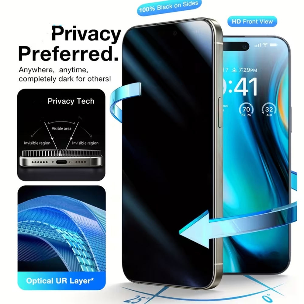 1-5PCS Película de Vidro Tempe - Anti Peek Privacy Tempered Glass avaliação e preço